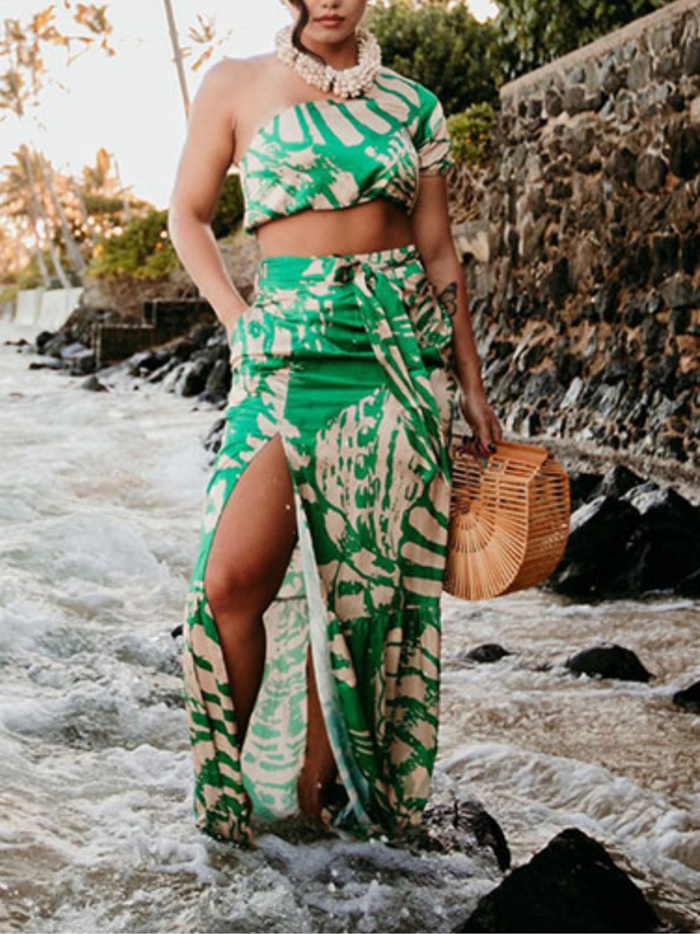 NWT Lexbreezy Hawaii HokuTropical Two-Piece Skirt Set Sz Large